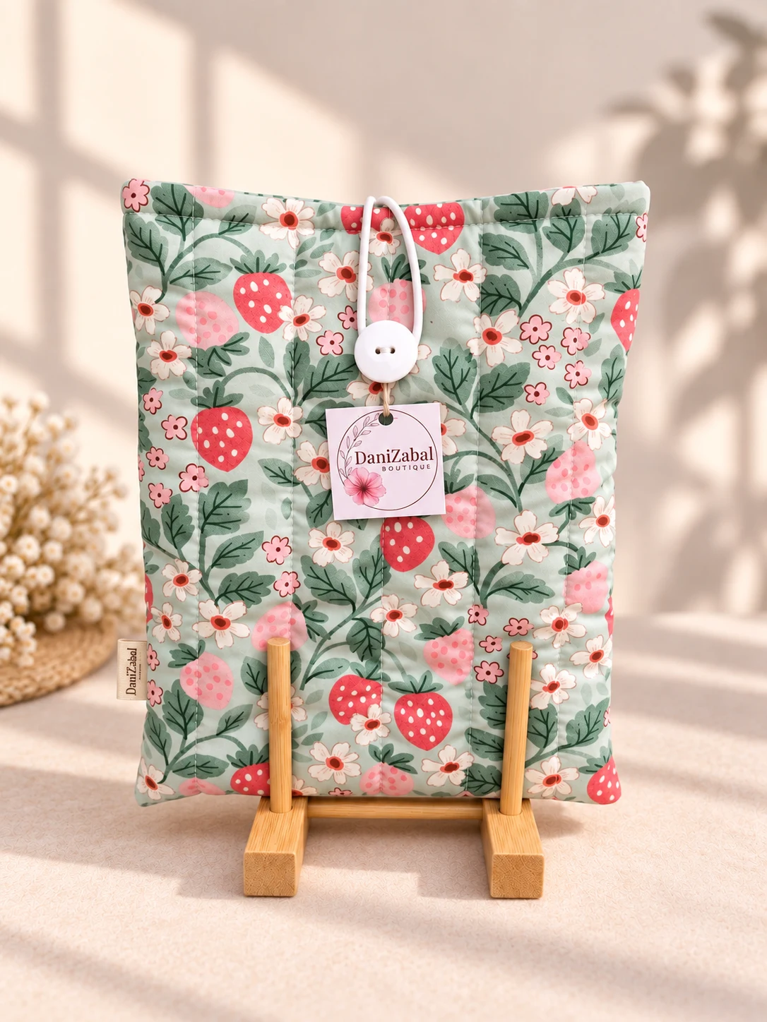 Funda para libros con estampado floral, hecha a mano